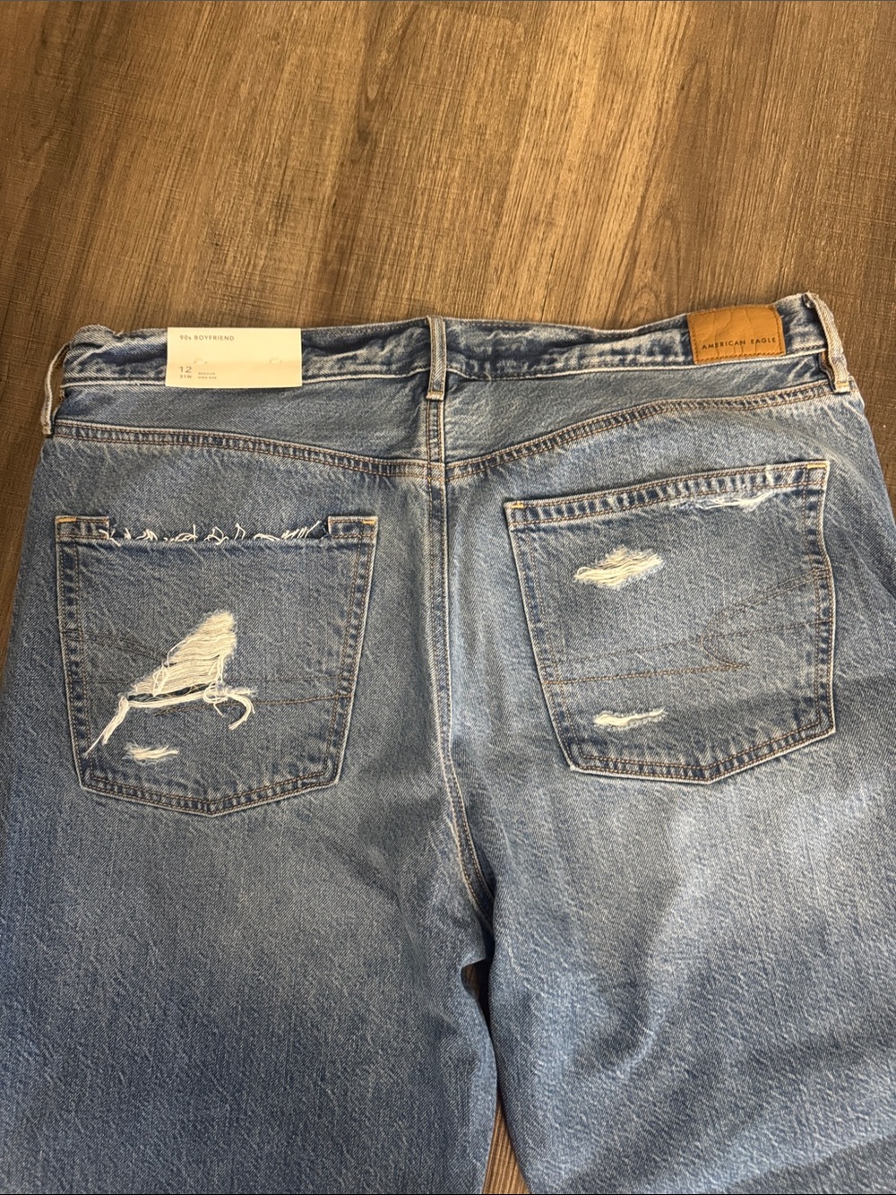 American Eagle Outfitters Faded Blue Distressed Boyfriend Jeans - Picture 7 of 7